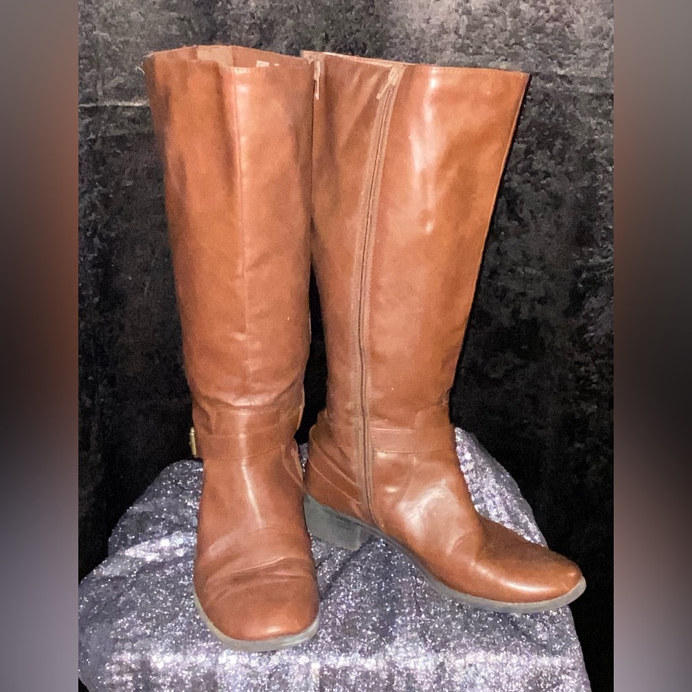 Brown below the knee boots